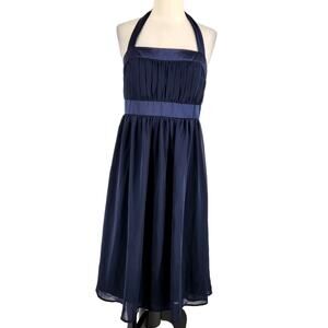 After Six Chiffon Halter Formal Dress Navy Blue Size 8
